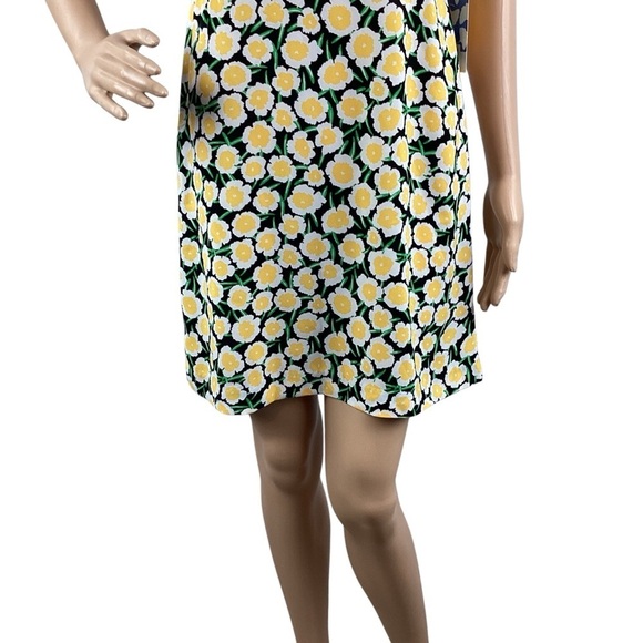 DVF for Target Yellow Floral Empire Waist Mini Dress Size 4 Scoop Back - Picture 3 of 9